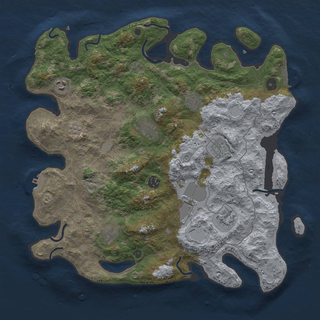Rust Map: Procedural Map, Size: 4000, Seed: 1423560539, 18 Monuments