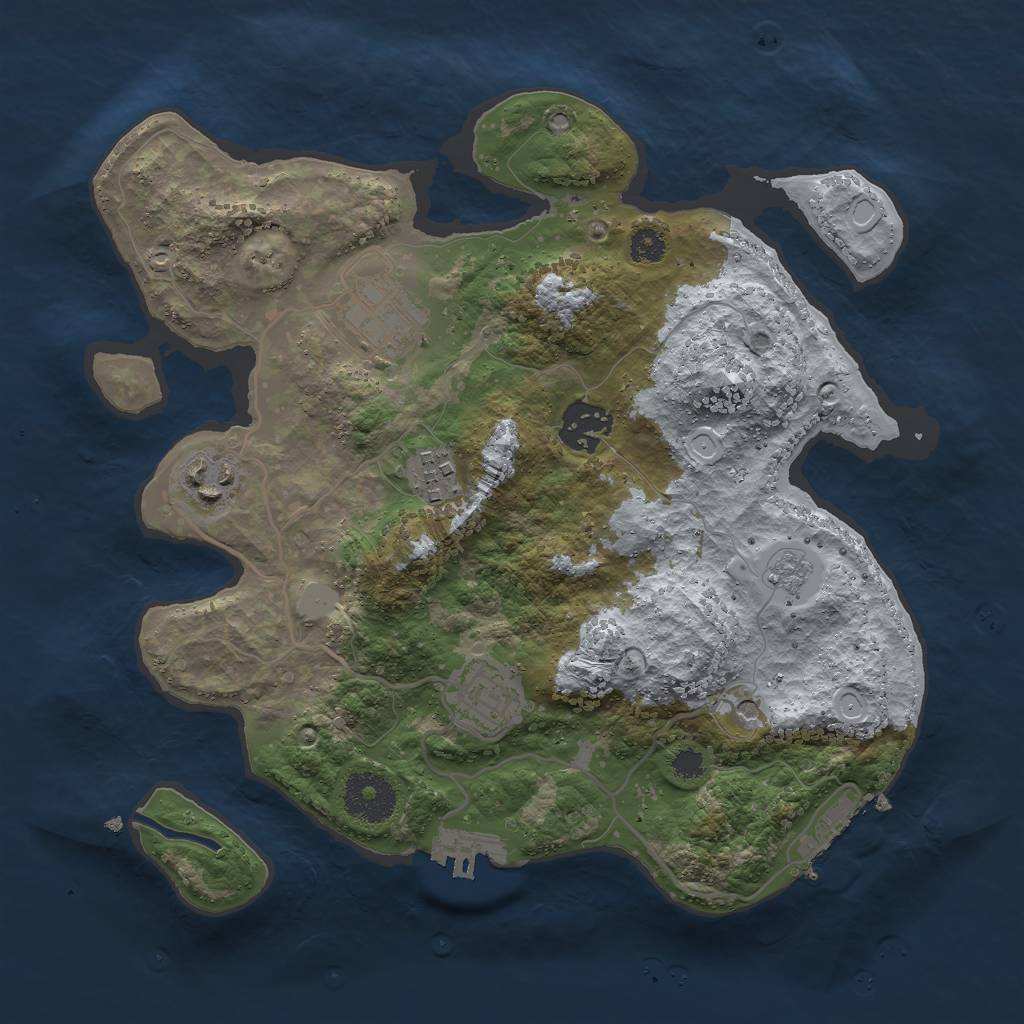 Rust Map: Procedural Map, Size: 3000, Seed: 812339555, 14 Monuments