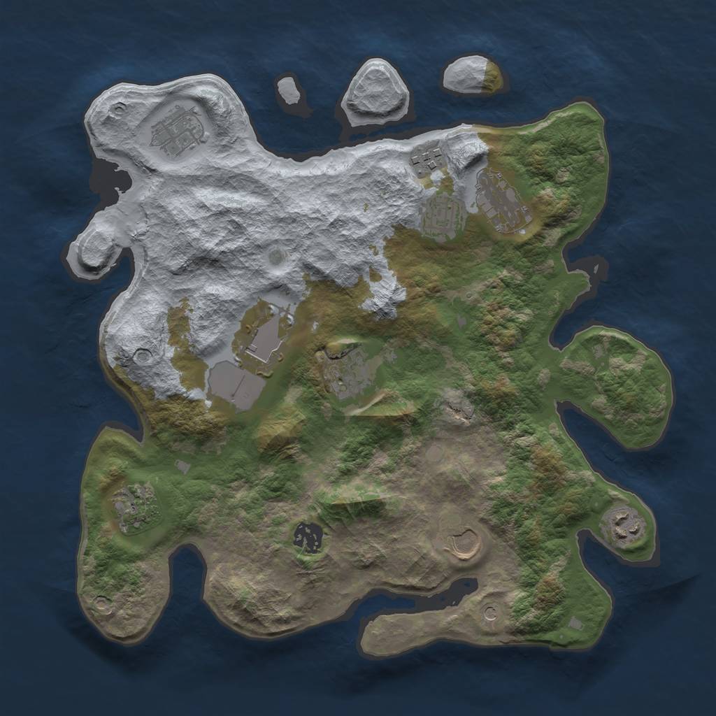 Rust Map: Barren, Size: 3500, Seed: 1915875572, 13 Monuments