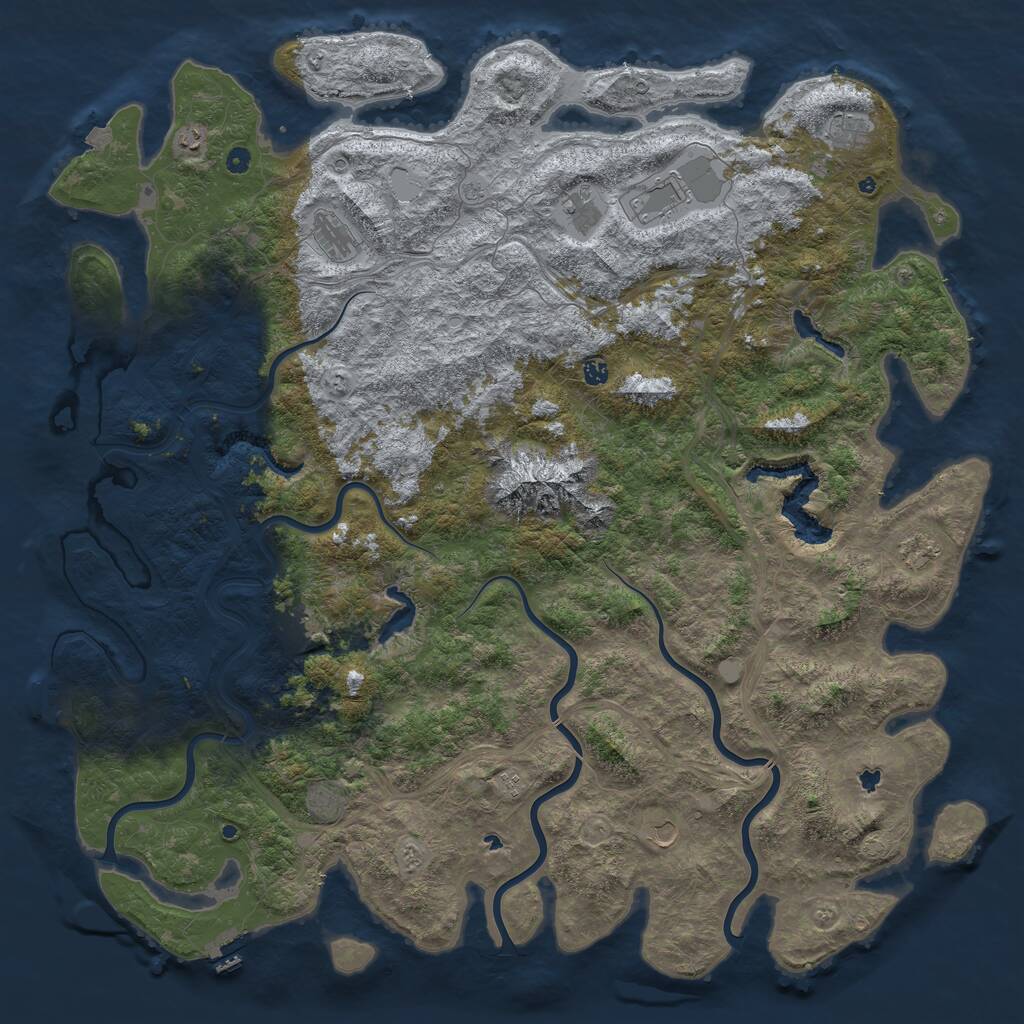 Rust Map: Procedural Map, Size: 6000, Seed: 1895465, 17 Monuments