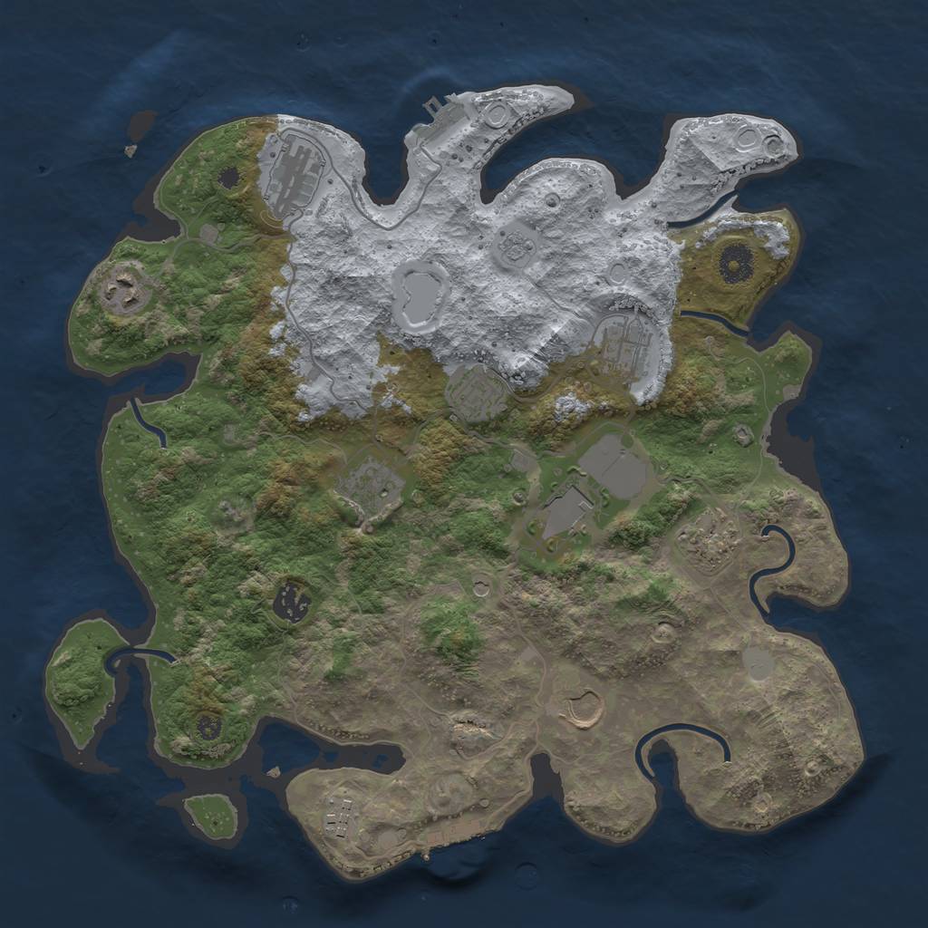 Rust Map: Procedural Map, Size: 3700, Seed: 527085751, 19 Monuments