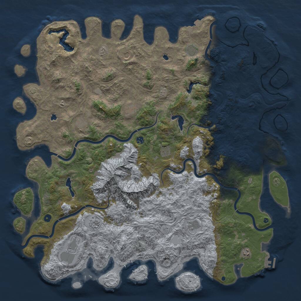 Rust Map: Procedural Map, Size: 6000, Seed: 931471730, 17 Monuments