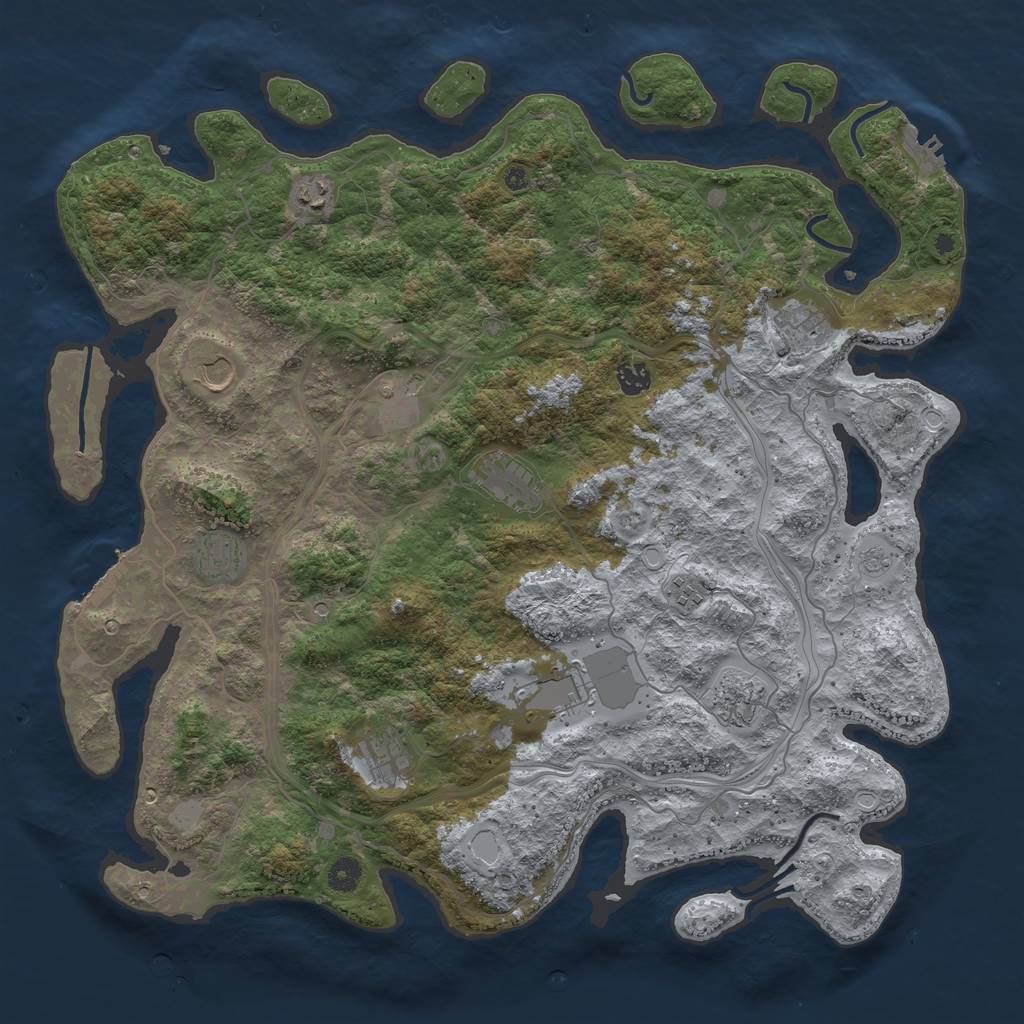 Rust Map: Procedural Map, Size: 4500, Seed: 1116563498, 20 Monuments