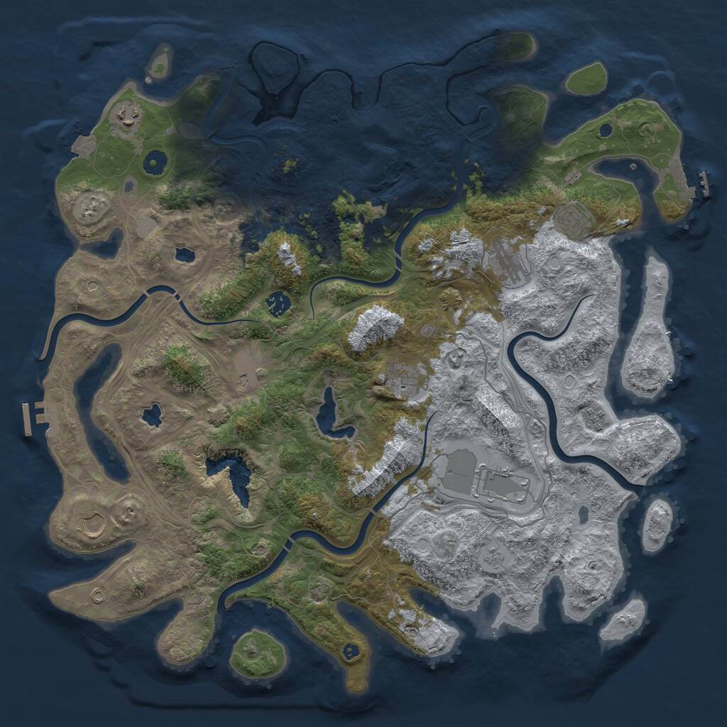 Rust Map: Procedural Map, Size: 4500, Seed: 25516130, 15 Monuments