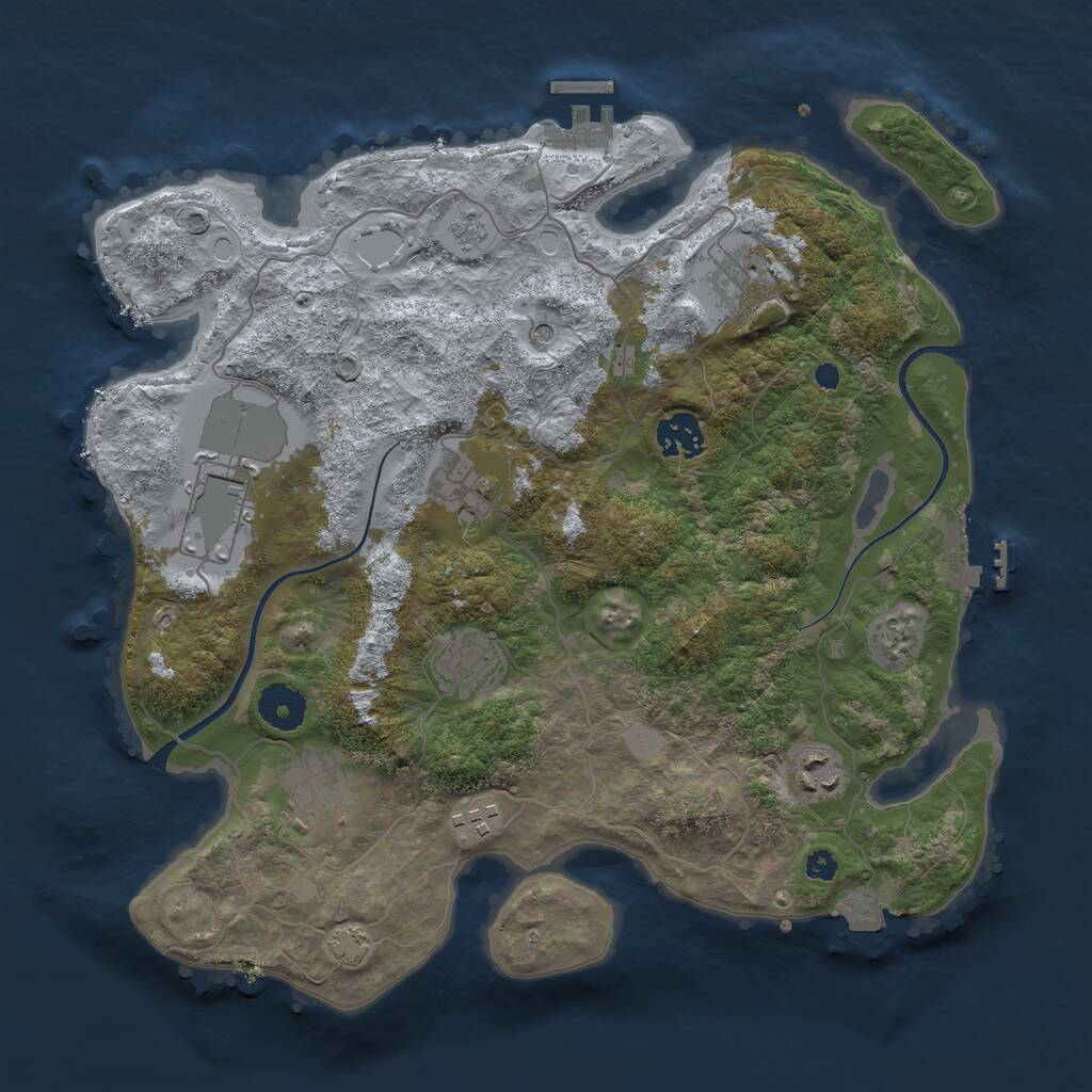 Rust Map: Procedural Map, Size: 3500, Seed: 2004662526, 14 Monuments