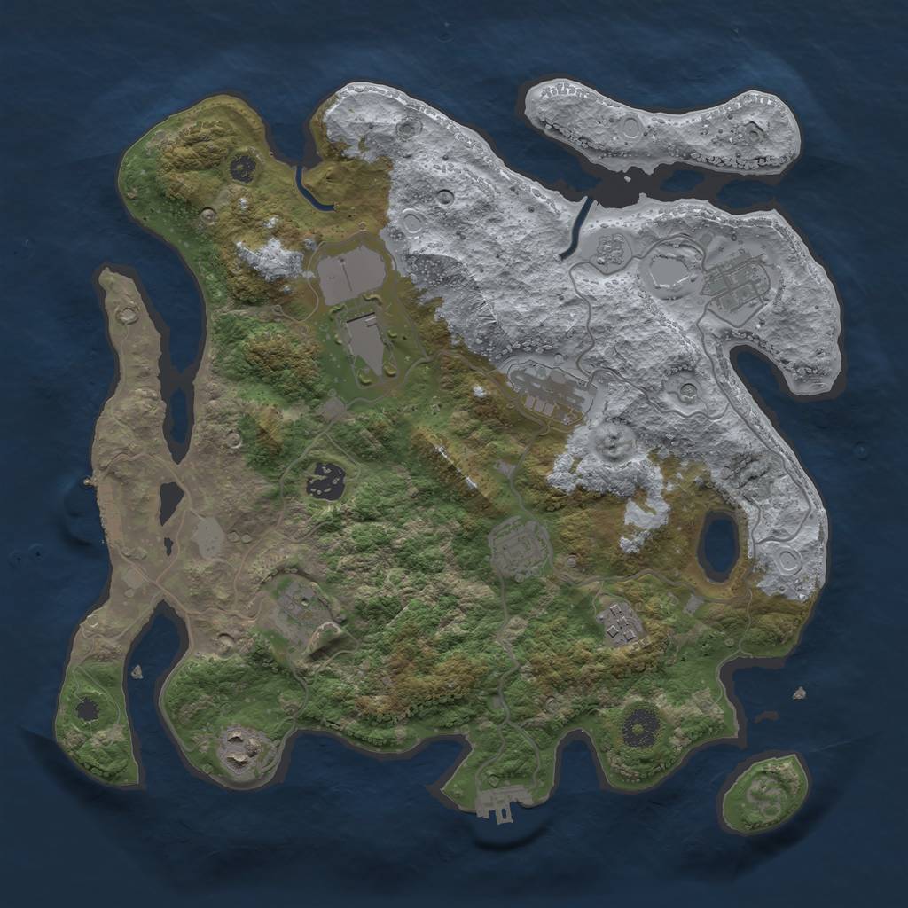 Rust Map: Procedural Map, Size: 3500, Seed: 241952201, 17 Monuments