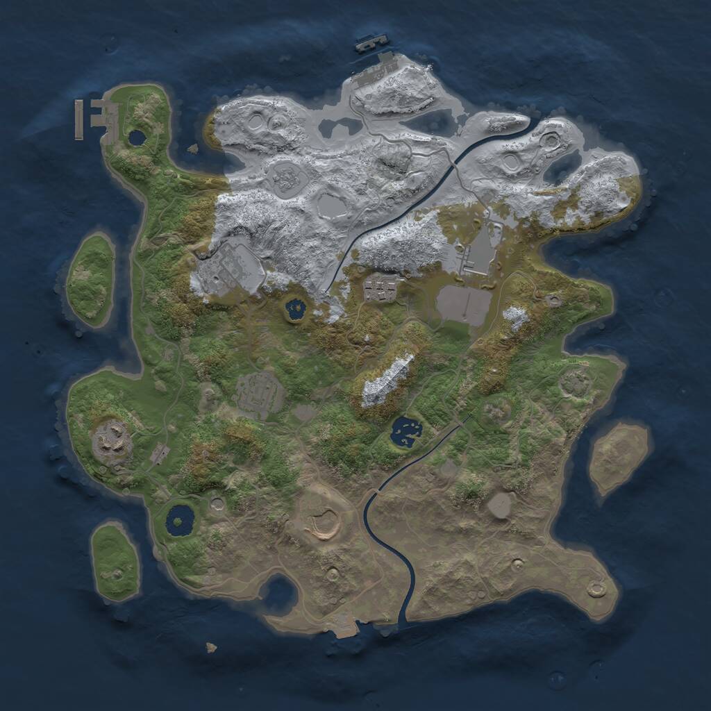 Rust Map: Procedural Map, Size: 3500, Seed: 1886887758, 13 Monuments