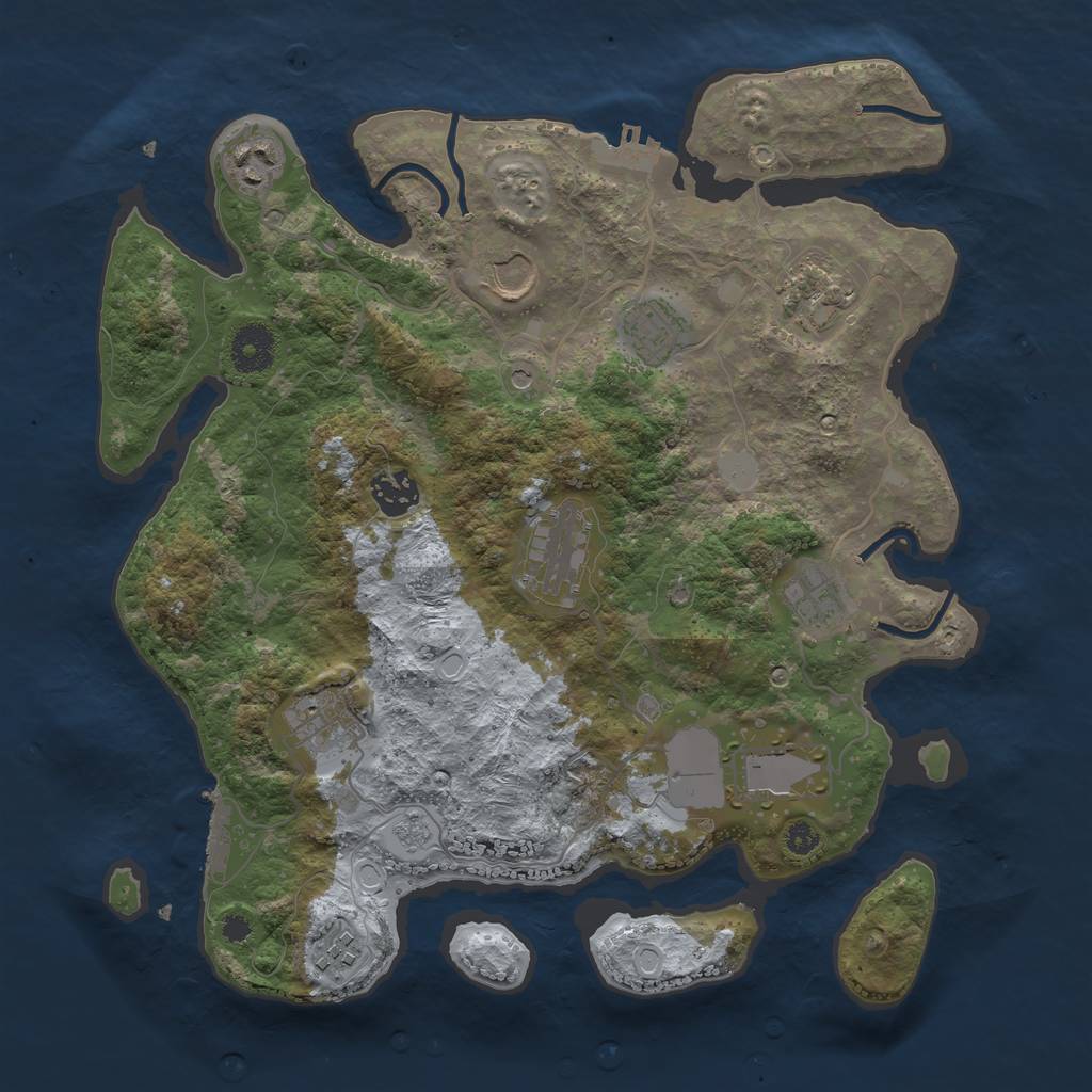 Rust Map: Procedural Map, Size: 3500, Seed: 44078770, 19 Monuments