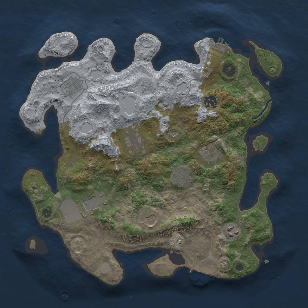 Rust Map: Procedural Map, Size: 3500, Seed: 2070578126, 18 Monuments