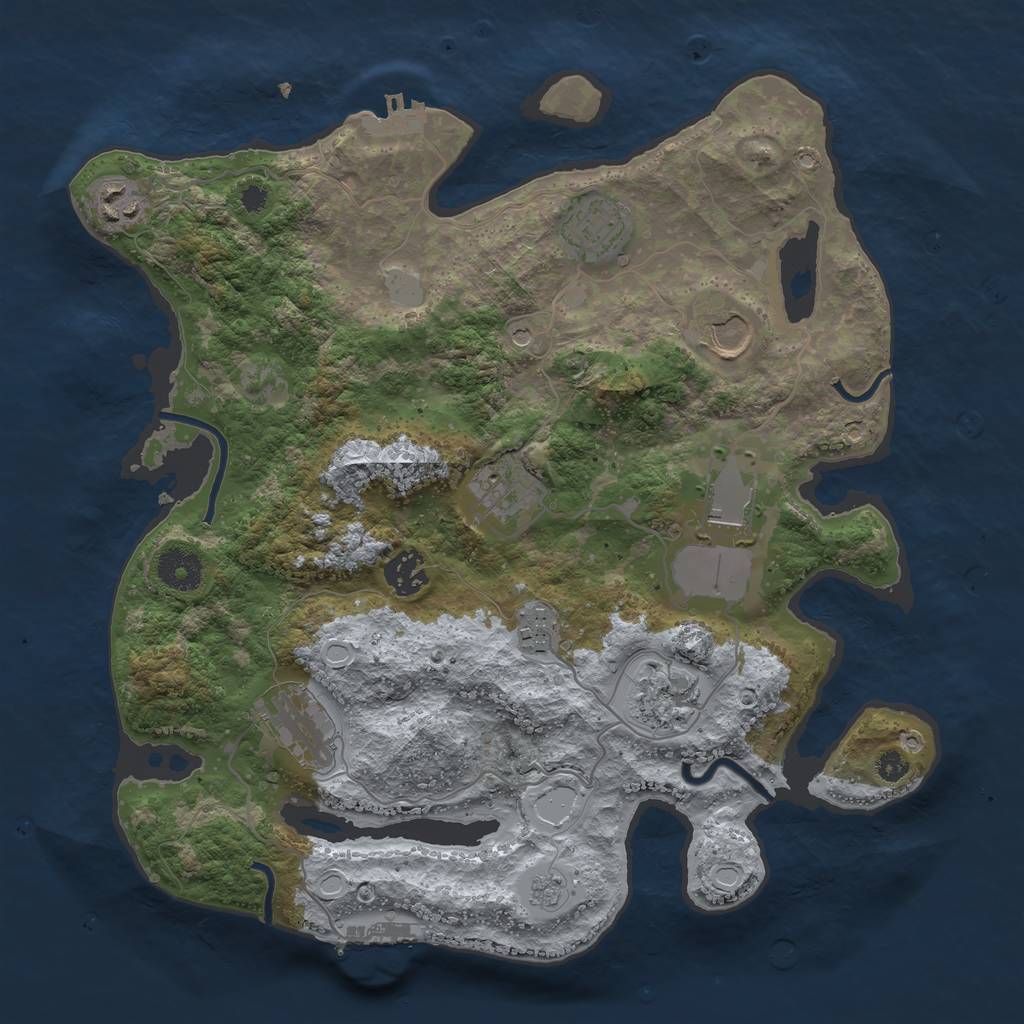 Rust Map: Procedural Map, Size: 3500, Seed: 17726440, 18 Monuments