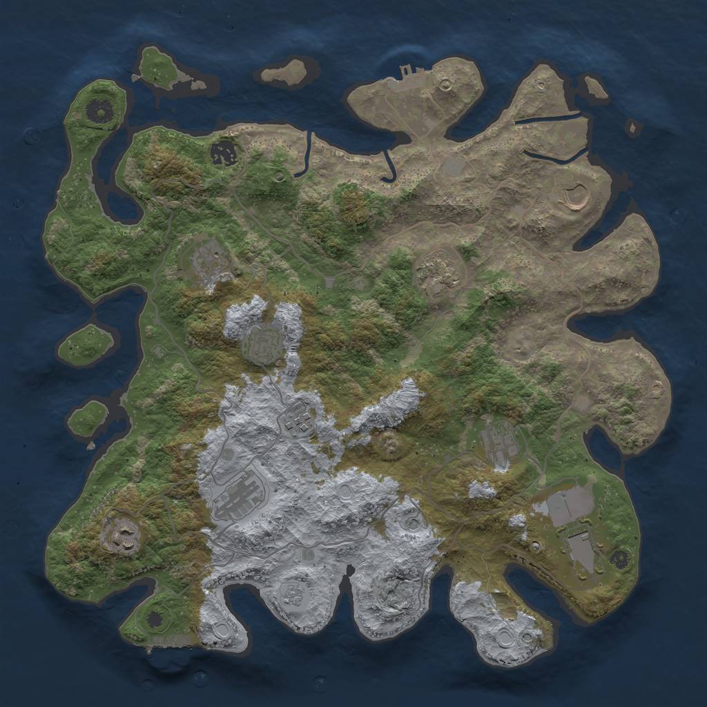 Rust Map: Procedural Map, Size: 4000, Seed: 1240571691, 19 Monuments