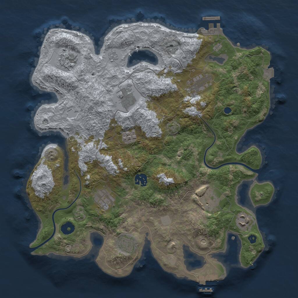 Rust Map: Procedural Map, Size: 3450, Seed: 14897205, 15 Monuments