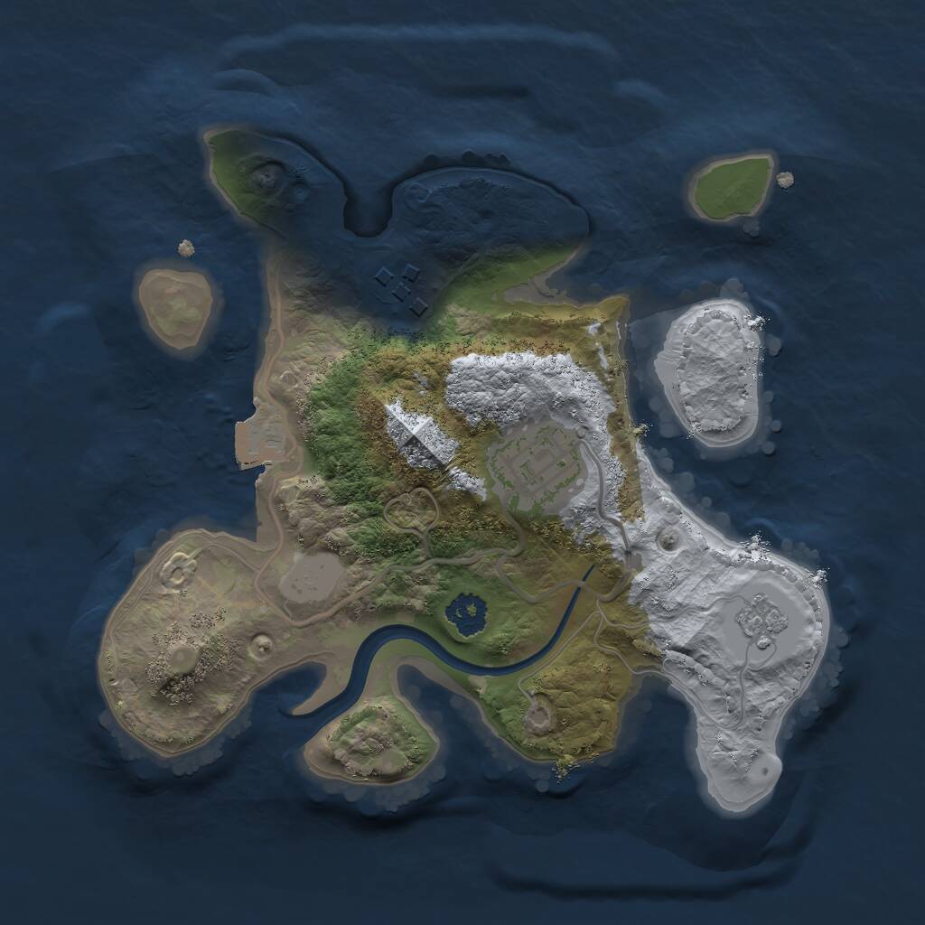 Rust Map: Procedural Map, Size: 2250, Seed: 399132, 4 Monuments