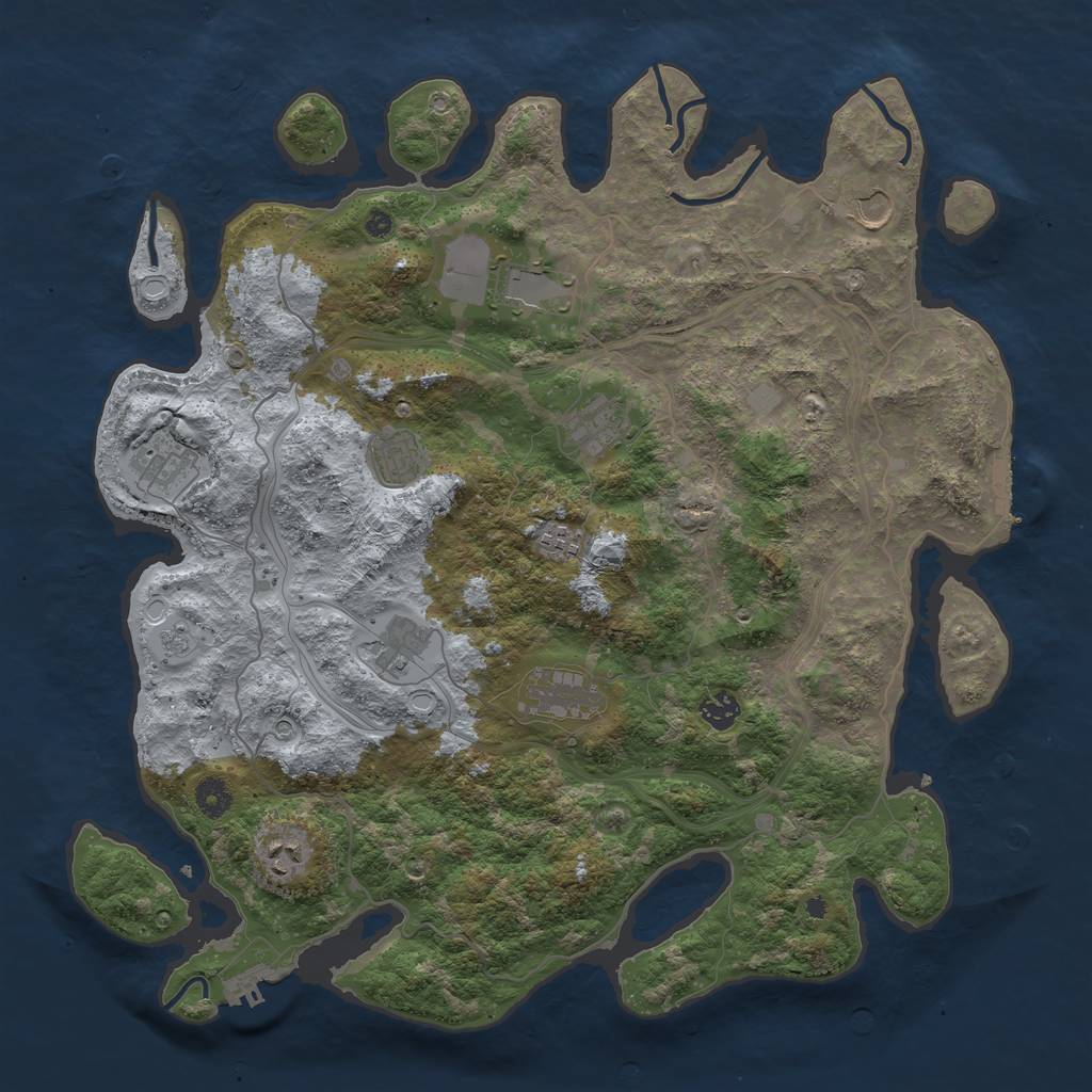 Rust Map: Procedural Map, Size: 4250, Seed: 27443, 19 Monuments