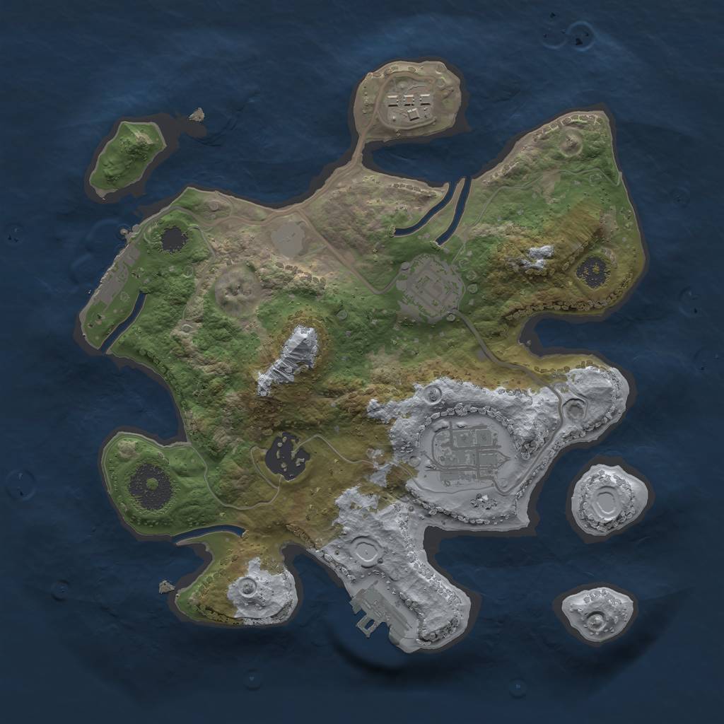 Rust Map: Procedural Map, Size: 2500, Seed: 53647833, 11 Monuments