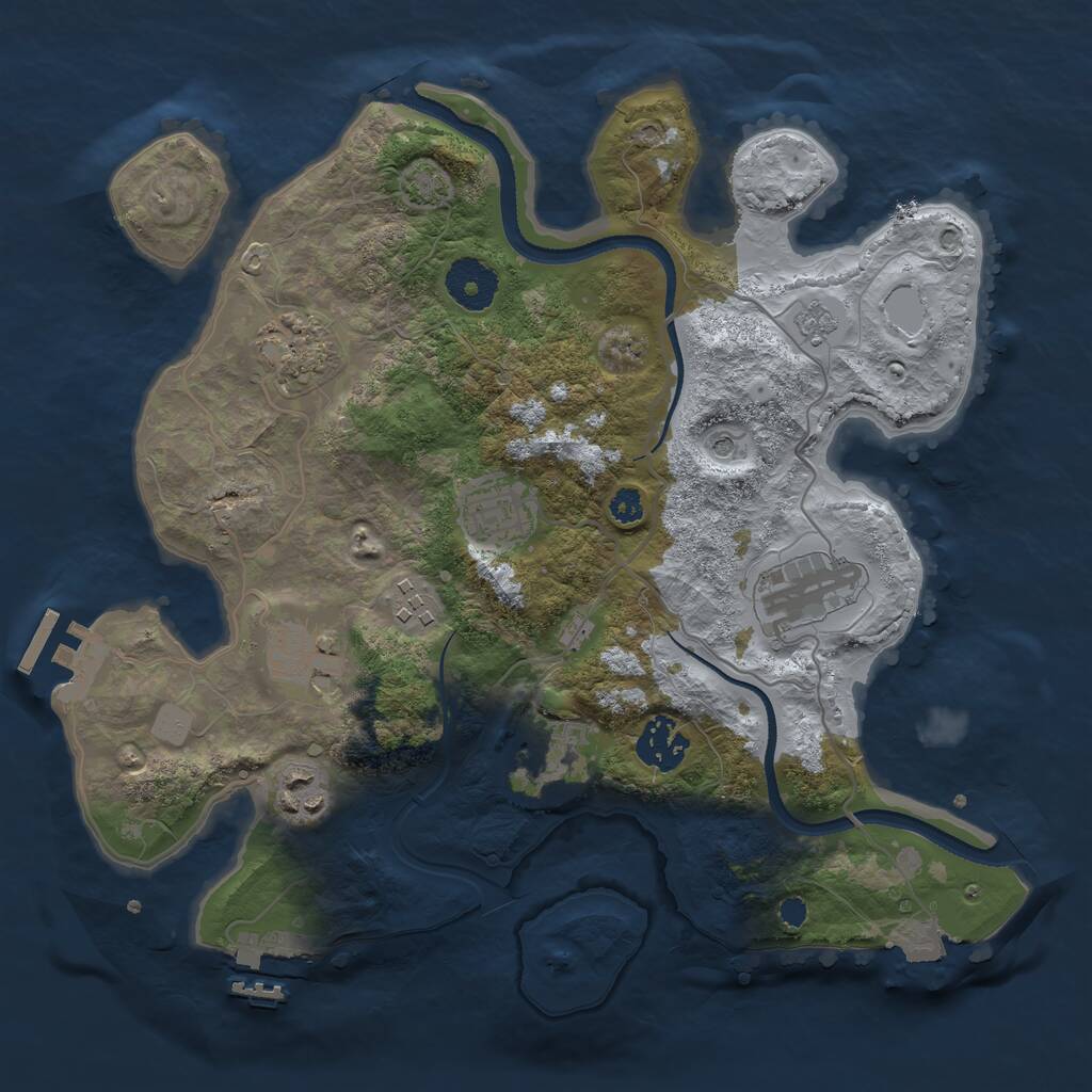Rust Map: Procedural Map, Size: 3200, Seed: 33126, 14 Monuments