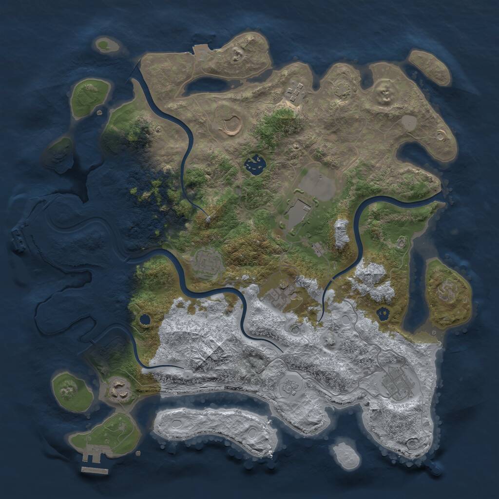 Rust Map: Procedural Map, Size: 3768, Seed: 123454, 14 Monuments