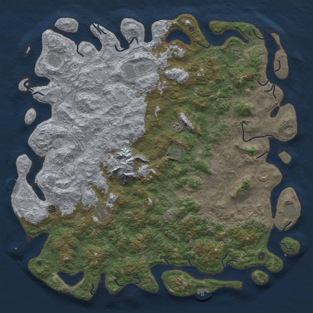 Rust Map: Procedural Map, Size: 6000, Seed: 5235, 20 Monuments