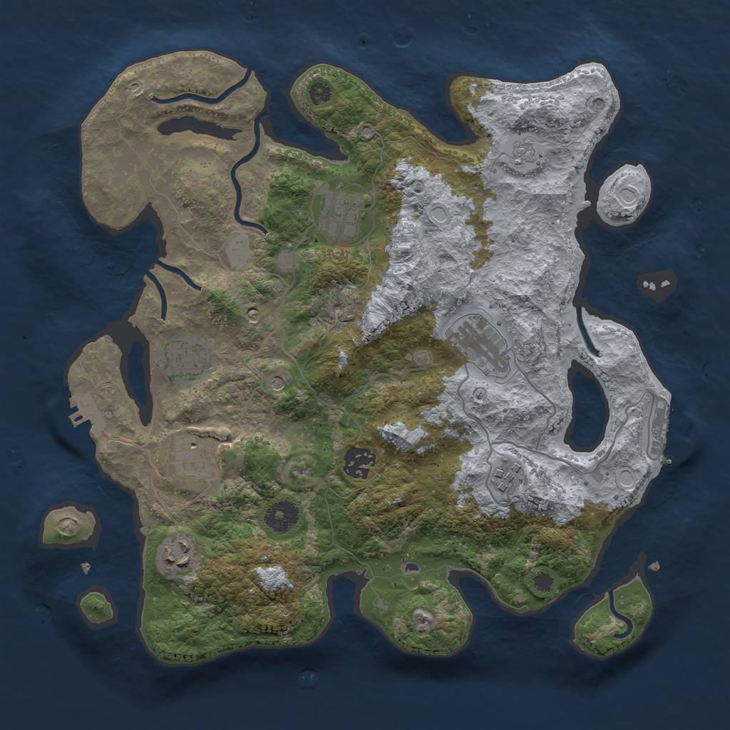 Rust Map: Procedural Map, Size: 3400, Seed: 1414269446, 16 Monuments