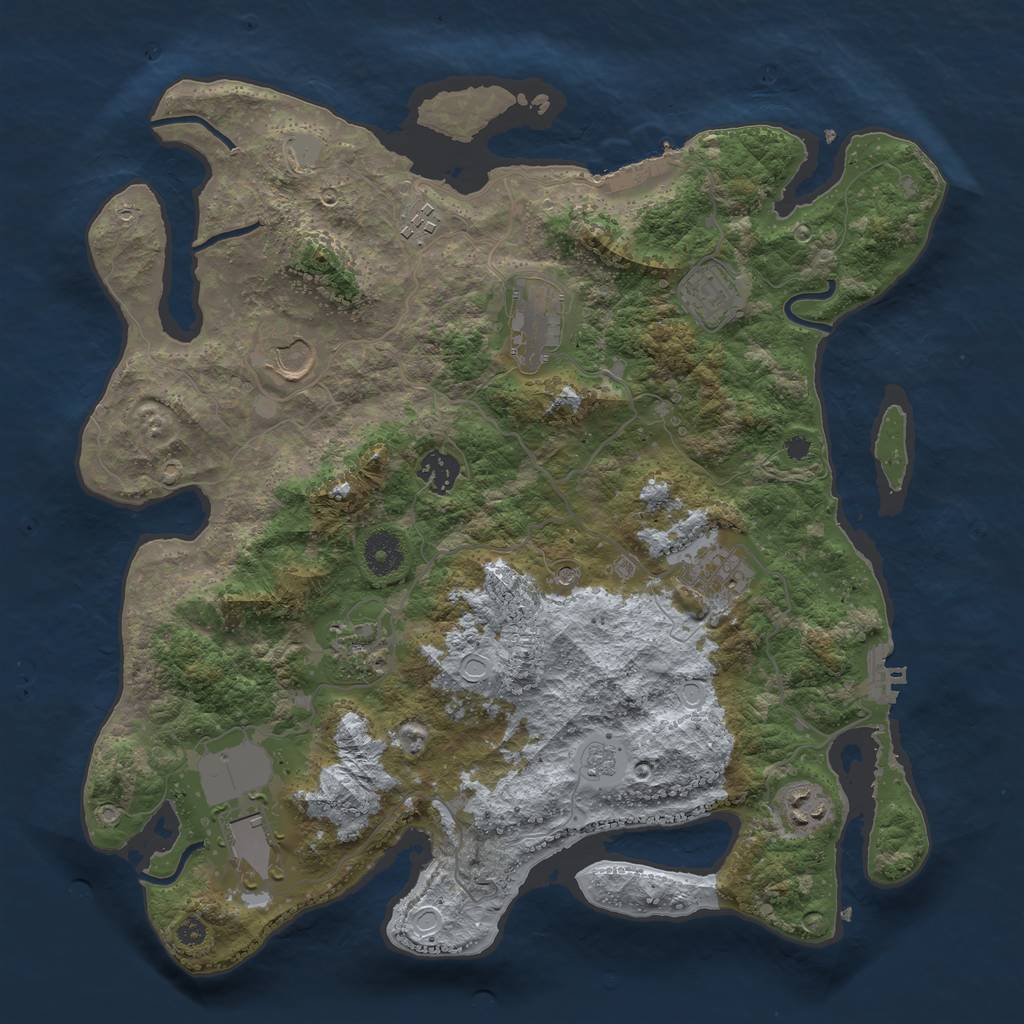 Rust Map: Procedural Map, Size: 3700, Seed: 48538505, 18 Monuments