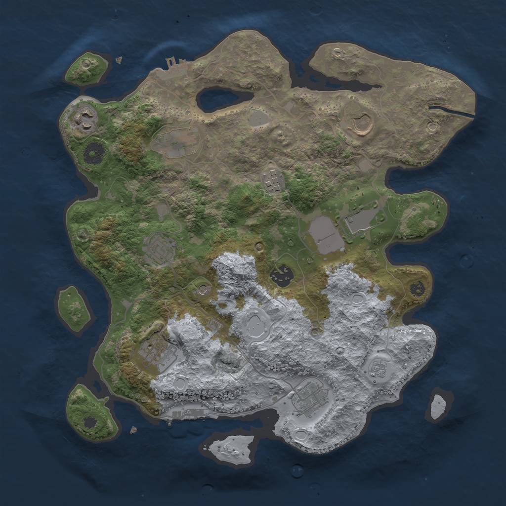 Rust Map: Procedural Map, Size: 3500, Seed: 4202904, 18 Monuments