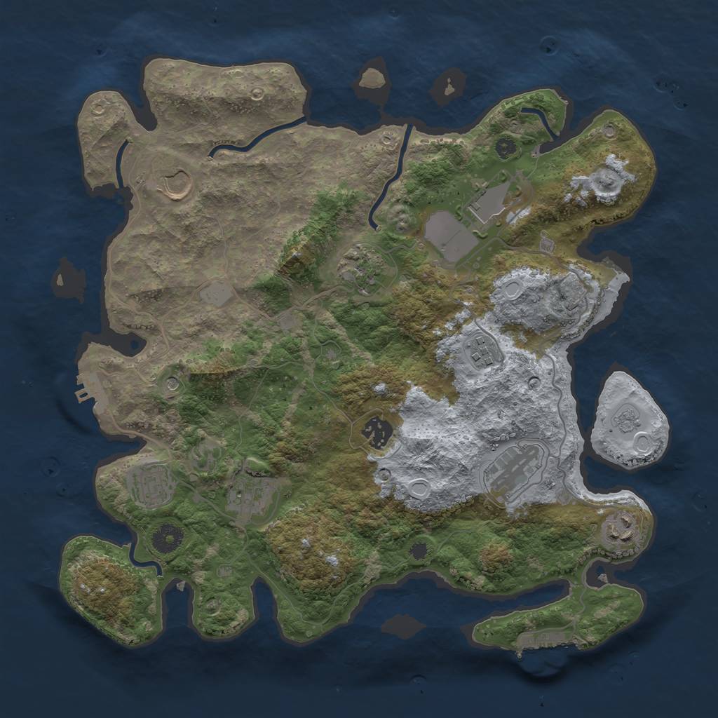 Rust Map: Procedural Map, Size: 3600, Seed: 85105771, 18 Monuments