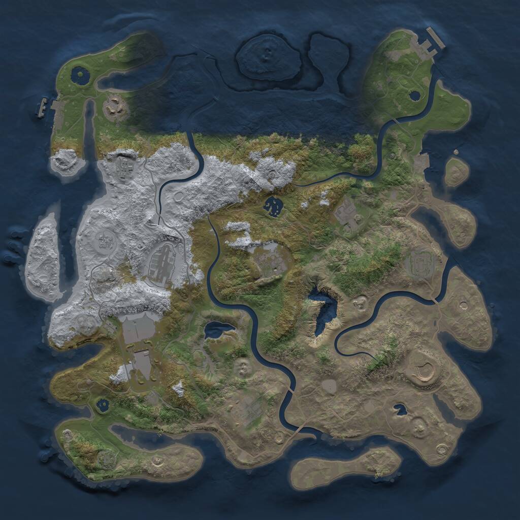 Rust Map: Procedural Map, Size: 4100, Seed: 95385985, 16 Monuments