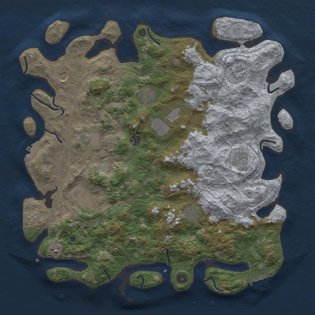 Rust Map: Procedural Map, Size: 4500, Seed: 69696, 20 Monuments