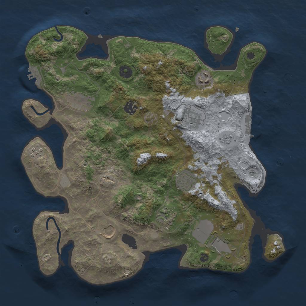 Rust Map: Procedural Map, Size: 3500, Seed: 54245082, 18 Monuments
