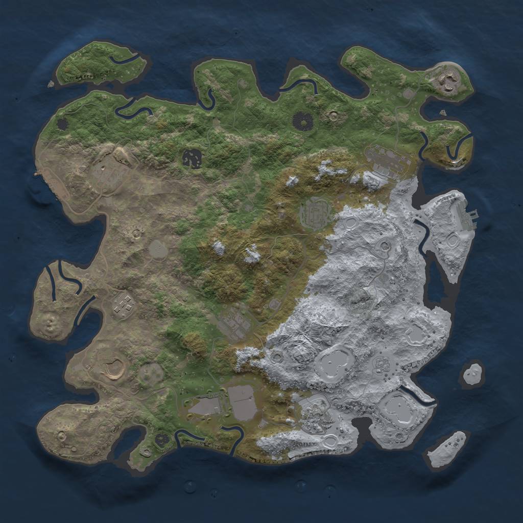Rust Map: Procedural Map, Size: 3800, Seed: 19548807, 19 Monuments