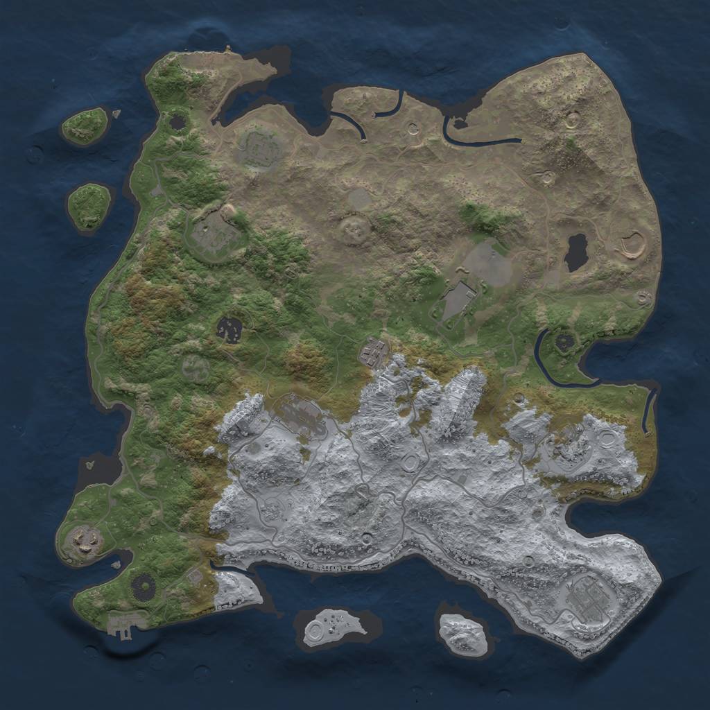 Rust Map: Procedural Map, Size: 4000, Seed: 409869937, 19 Monuments