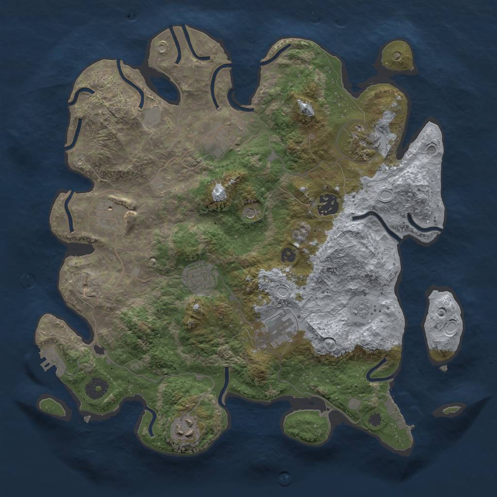 Rust Map: Procedural Map, Size: 3400, Seed: 62502421, 16 Monuments
