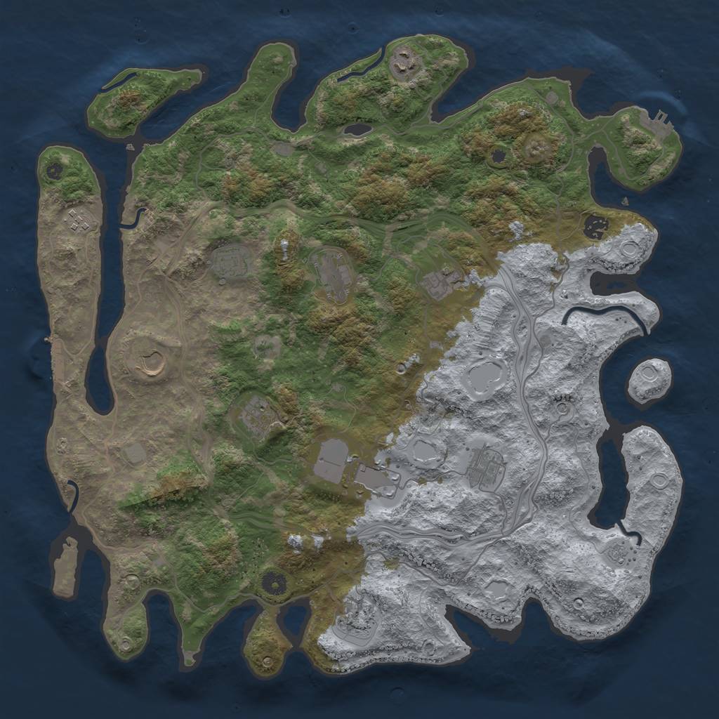 Rust Map: Procedural Map, Size: 4400, Seed: 28816043, 20 Monuments