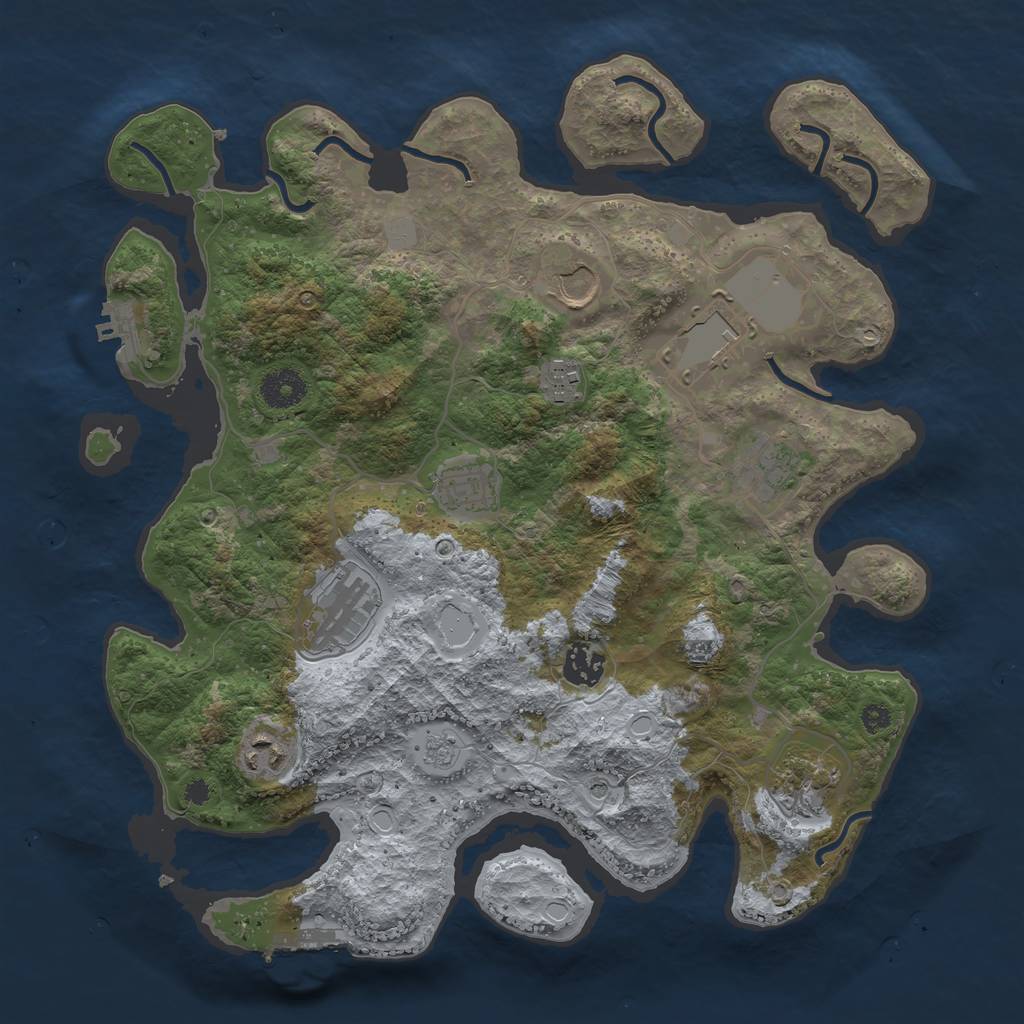 Rust Map: Procedural Map, Size: 3600, Seed: 3493255, 18 Monuments