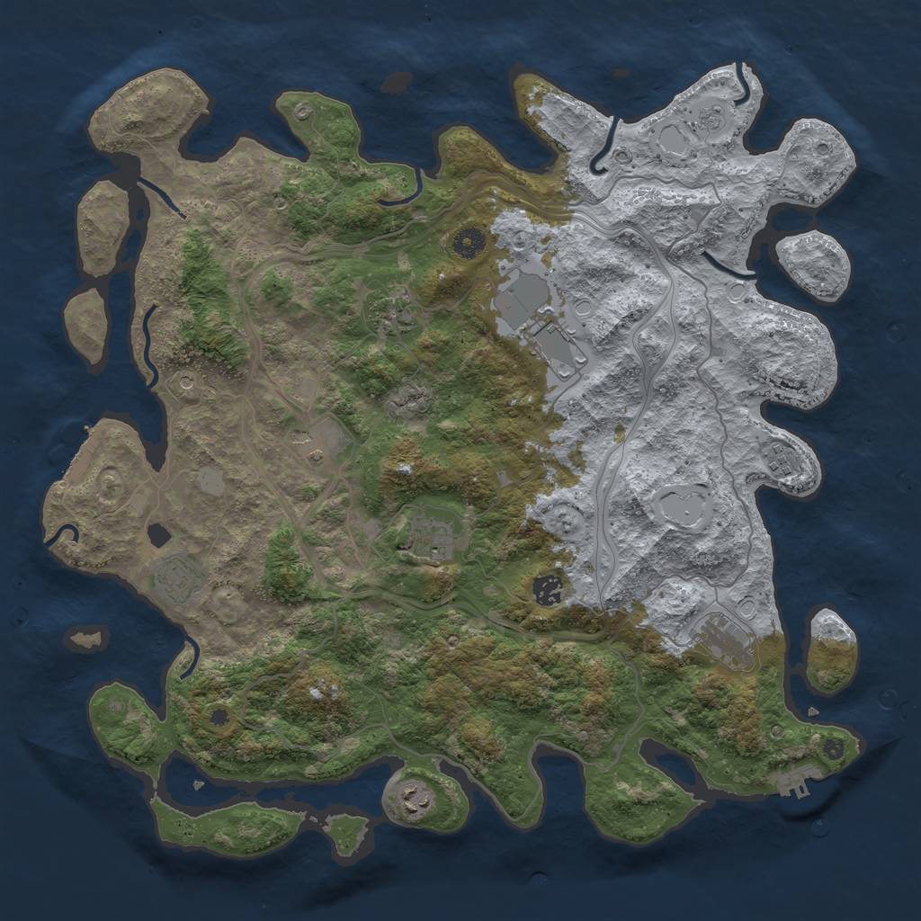 Rust Map: Procedural Map, Size: 4400, Seed: 69018617, 18 Monuments