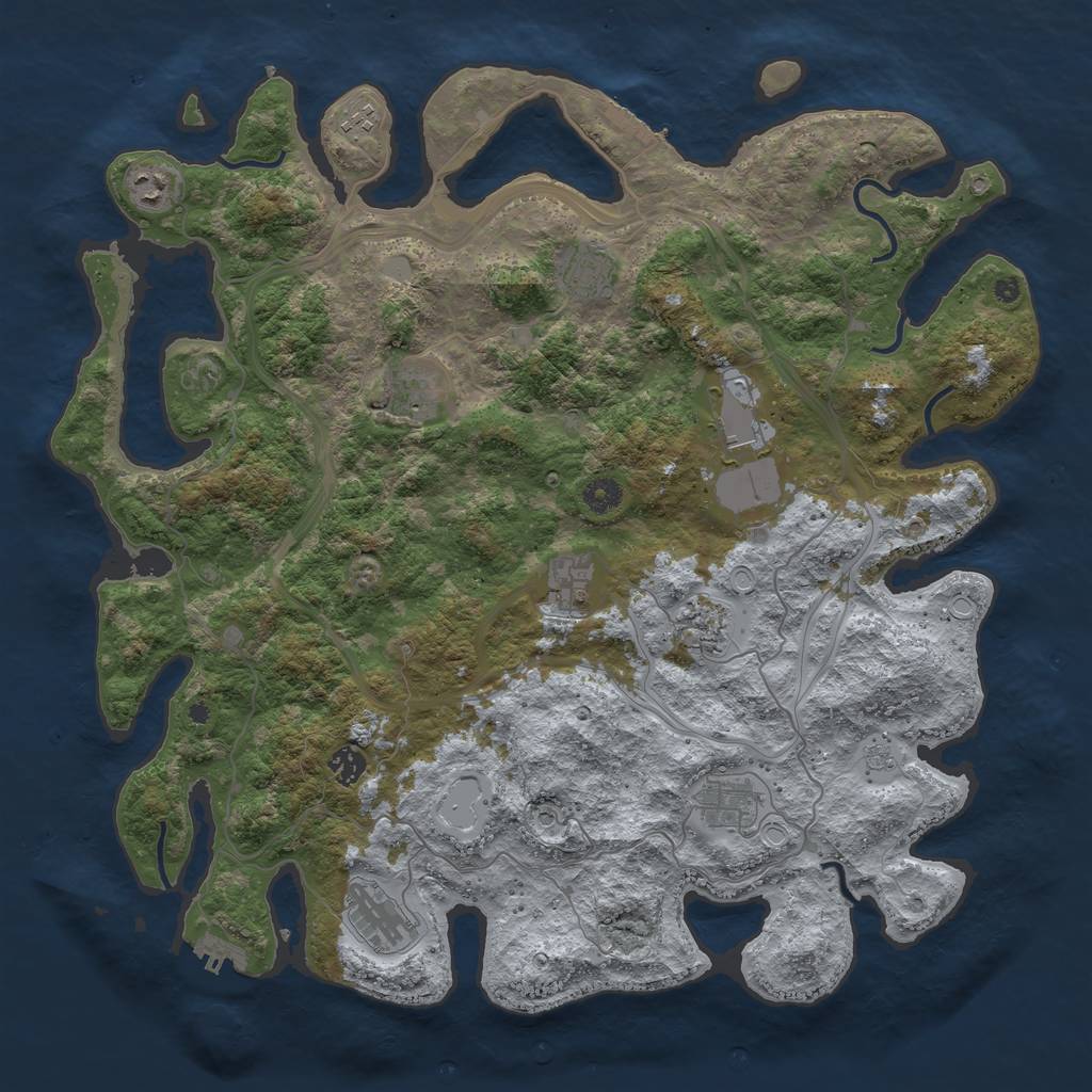 Rust Map: Procedural Map, Size: 4400, Seed: 45325, 19 Monuments