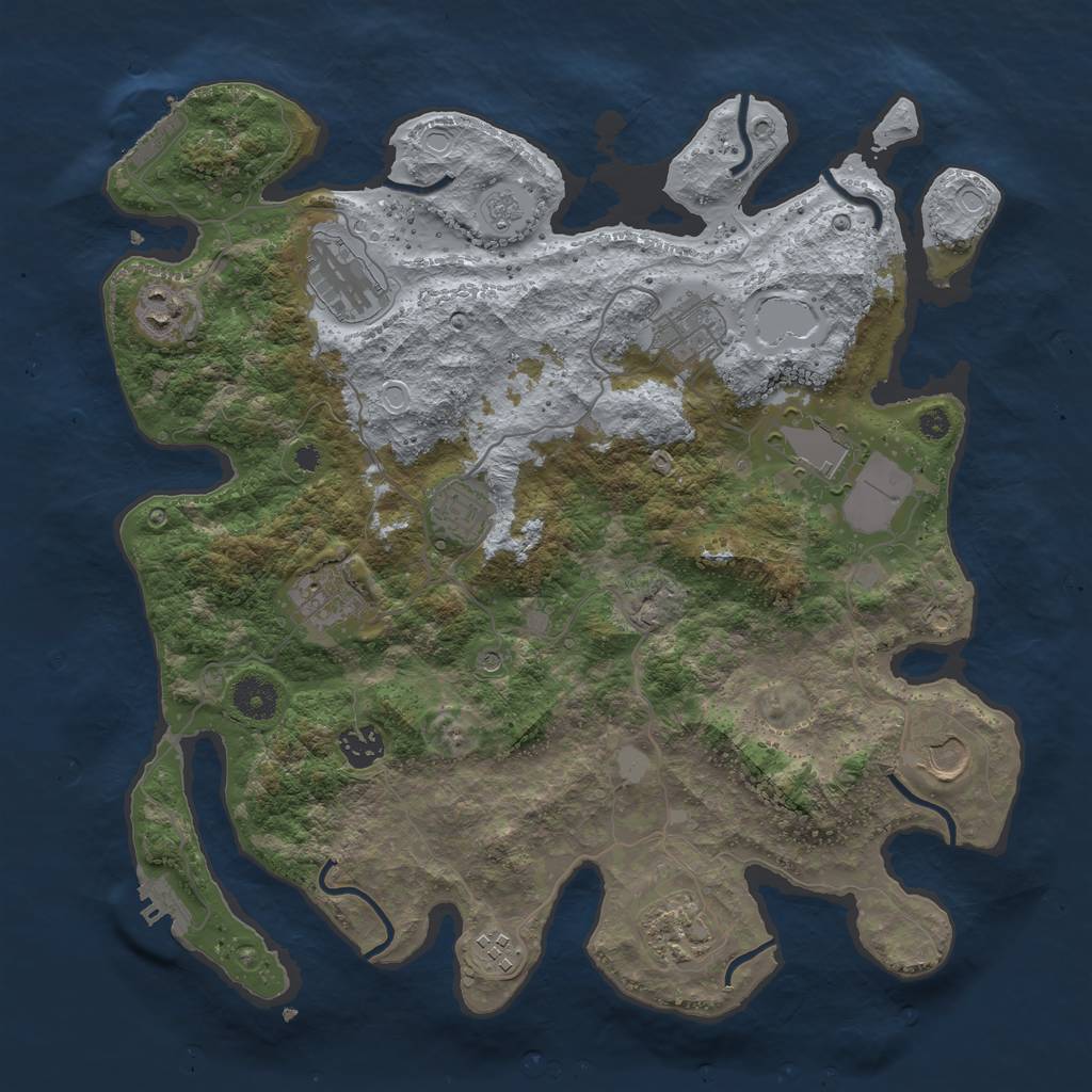 Rust Map: Procedural Map, Size: 3750, Seed: 1974, 19 Monuments