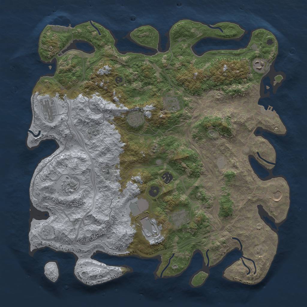Rust Map: Procedural Map, Size: 4250, Seed: 2128868743, 19 Monuments