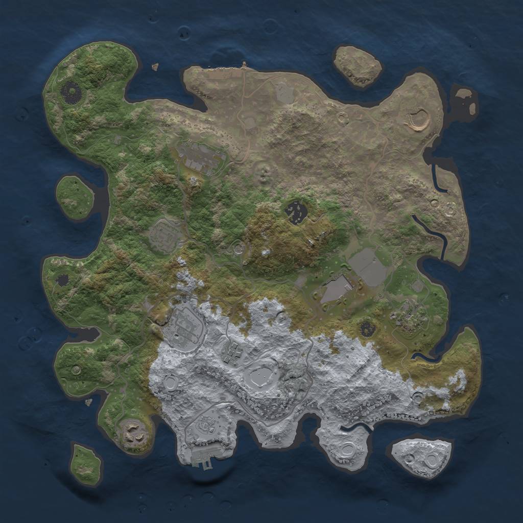 Rust Map: Procedural Map, Size: 3550, Seed: 53489157, 18 Monuments