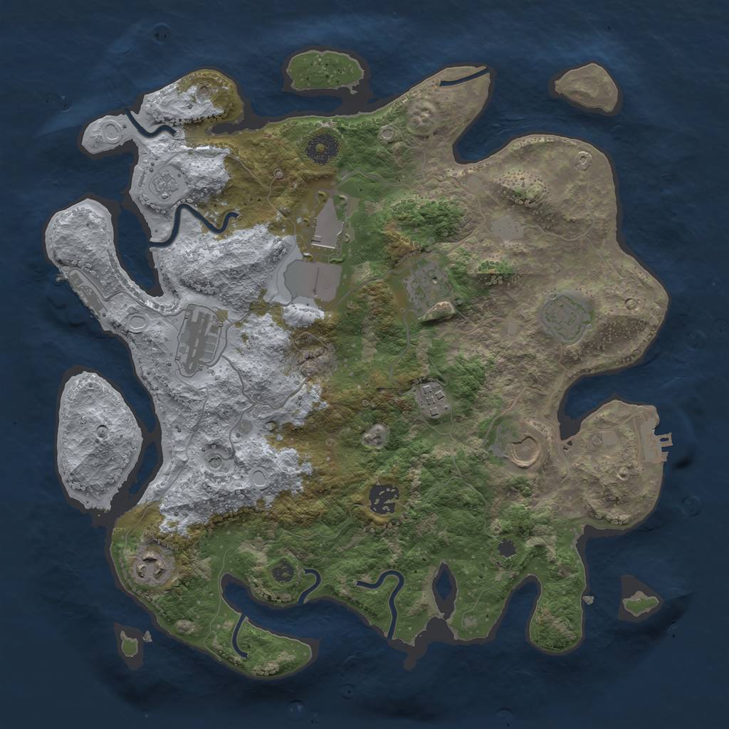 Rust Map: Procedural Map, Size: 3500, Seed: 763810462, 17 Monuments