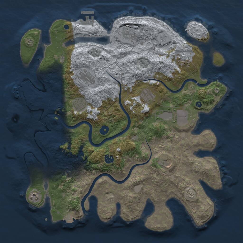 Rust Map: Procedural Map, Size: 3950, Seed: 88050869, 16 Monuments