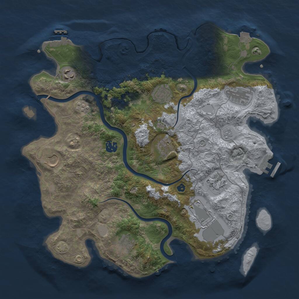 Rust Map: Procedural Map, Size: 3700, Seed: 18386314, 16 Monuments