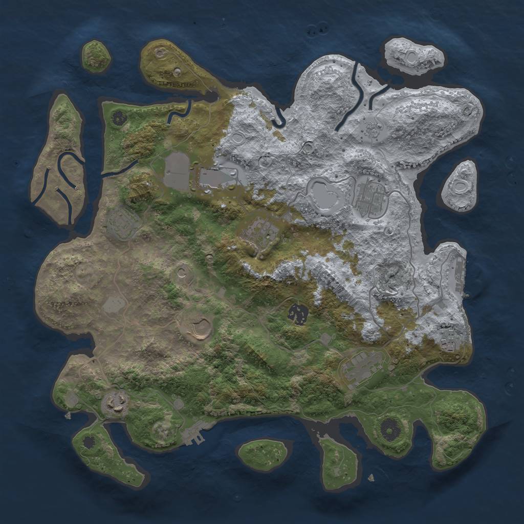 Rust Map: Procedural Map, Size: 3750, Seed: 1105954147, 18 Monuments