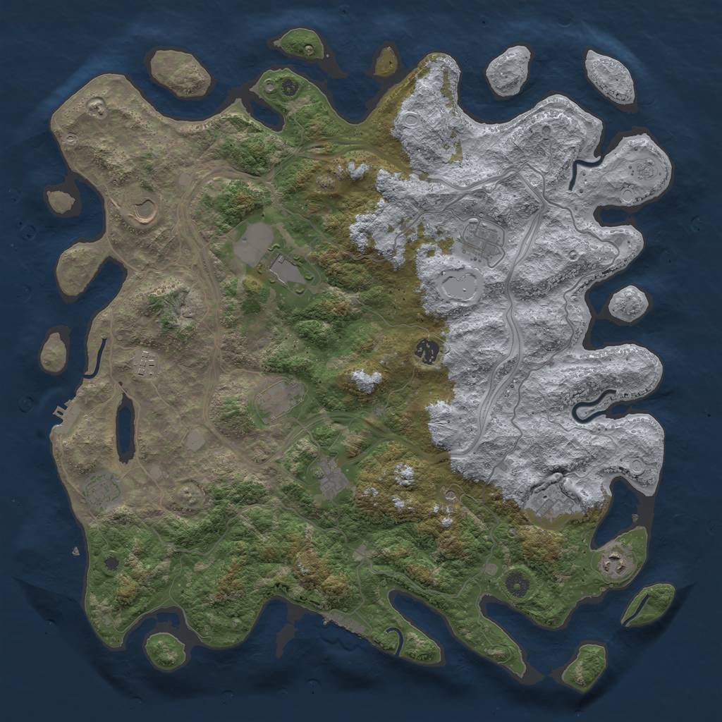 Rust Map: Procedural Map, Size: 4500, Seed: 264136225, 19 Monuments