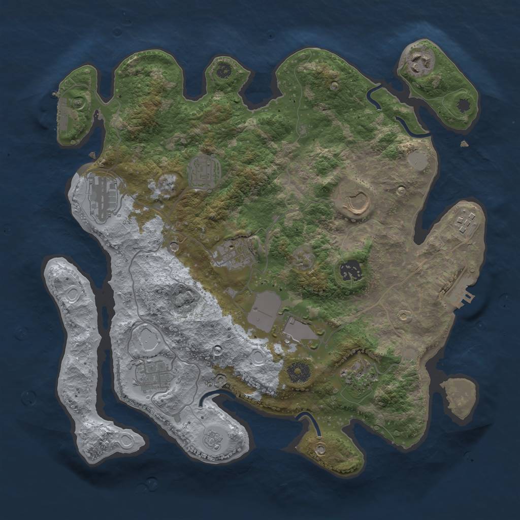 Rust Map: Procedural Map, Size: 3500, Seed: 276966083, 19 Monuments