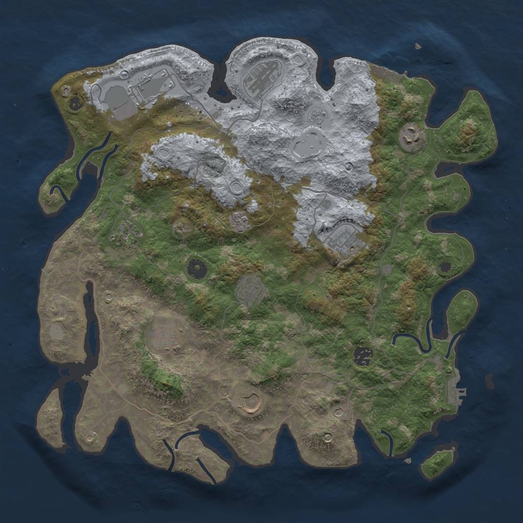 Rust Map: Procedural Map, Size: 4000, Seed: 205728420, 19 Monuments