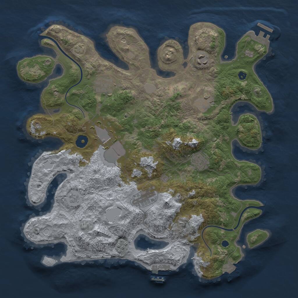 Rust Map: Procedural Map, Size: 3600, Seed: 694329, 13 Monuments