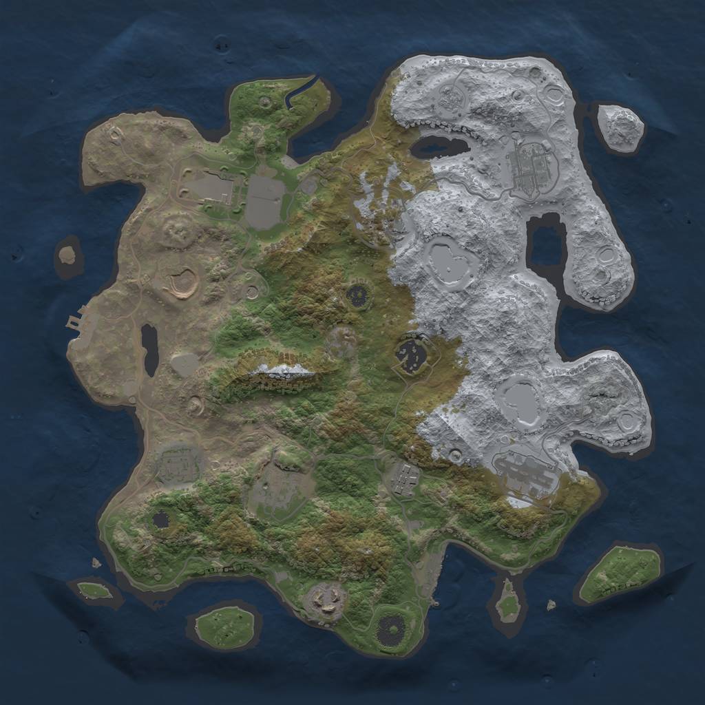 Rust Map: Procedural Map, Size: 3500, Seed: 1683293838, 19 Monuments