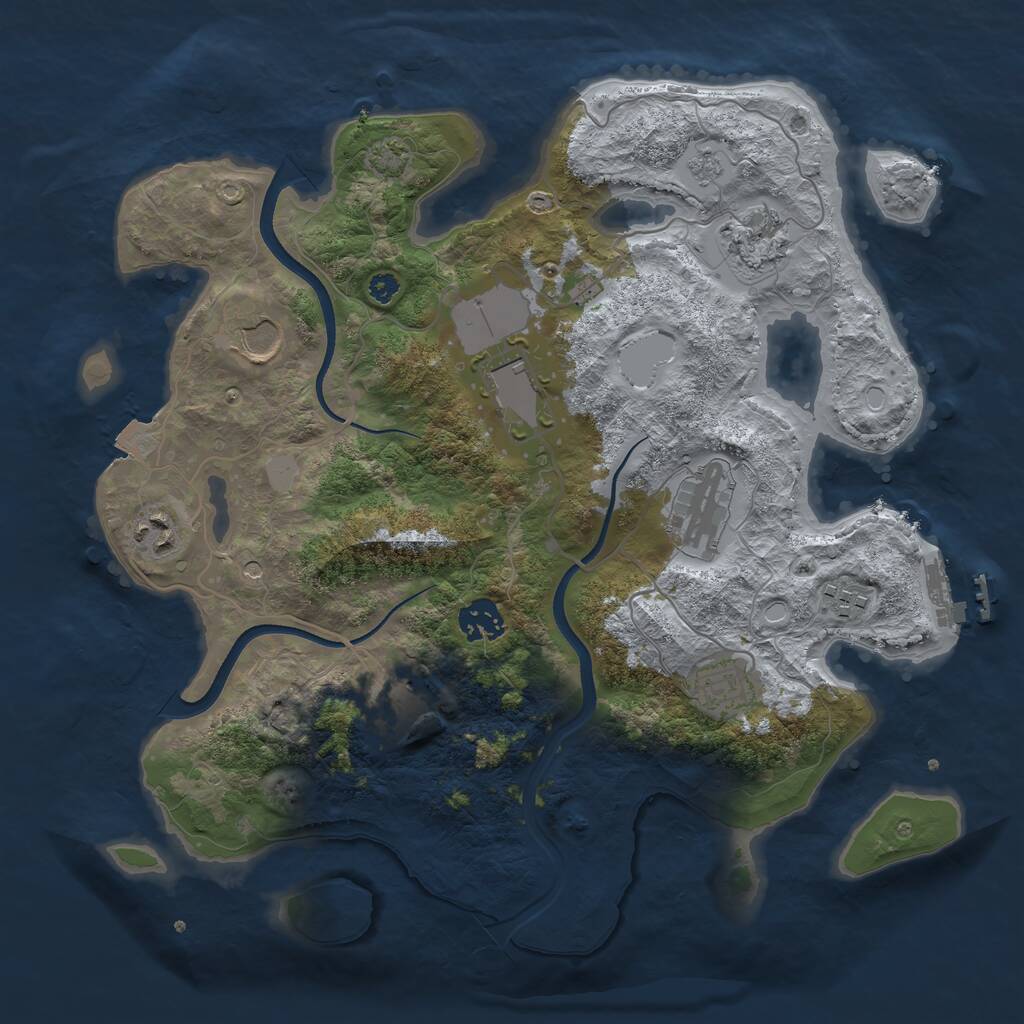 Rust Map: Procedural Map, Size: 3500, Seed: 1683293838, 14 Monuments