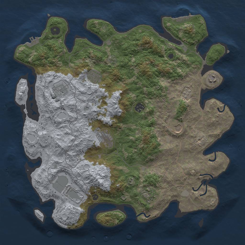 Rust Map: Procedural Map, Size: 4000, Seed: 73554544, 18 Monuments